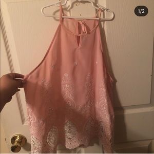 Pink shirt with straps